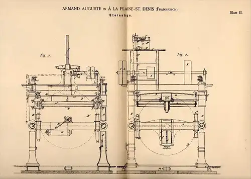 Original Patent -  Armand Auguste dans La Plaine Saint-Denis , 1887 , Vu pour la pierre !!!