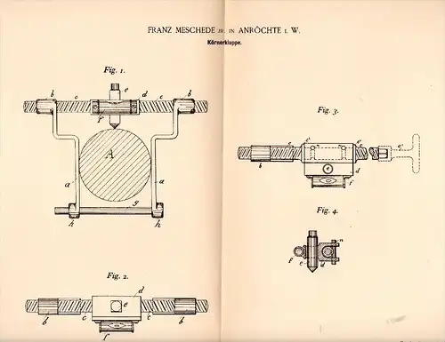 Original Patentschrift - Franz Meschede in Anröchte i.W., 1893 , Körnerkluppe , Wagenbau , Metallbau !!!