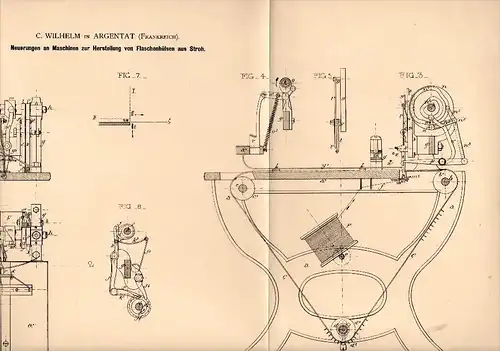 Original Patentschrift - C. Wilhelm dans Argentat , 1881 , Machine pour paillons pour bouteilles !!!
