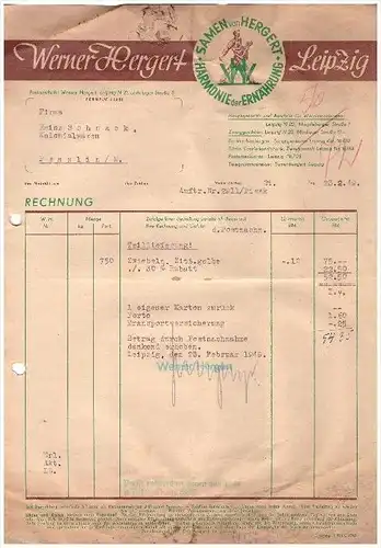 Werner Hergert in Leipzig , 1949 , Samen - Handlung !!!