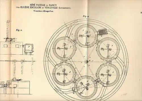 Original Patentschrift -E. Engillon dans Vergeville / Lignéville ,1891, Étuve , four , Vittel ,R. Payelle dans Nancy !!!