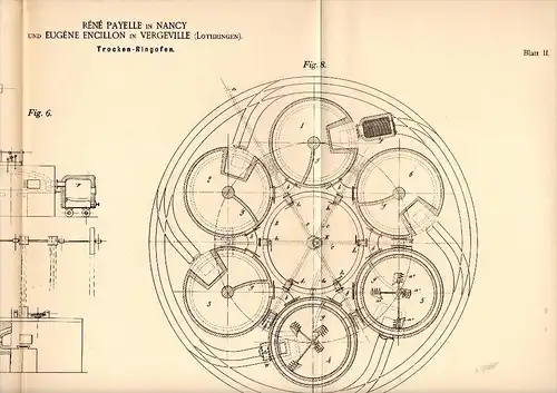 Original Patentschrift -E. Engillon dans Vergeville / Lignéville ,1891, Étuve , four , Vittel ,R. Payelle dans Nancy !!!