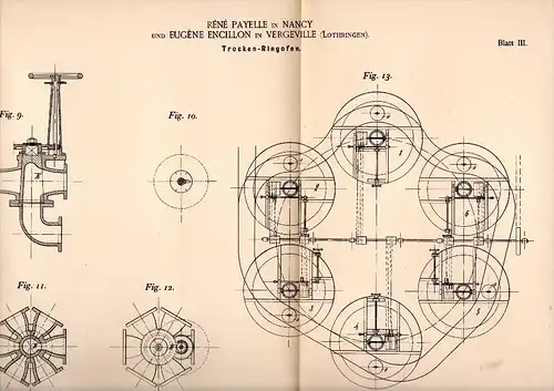 Original Patentschrift -E. Engillon dans Vergeville / Lignéville ,1891, Étuve , four , Vittel ,R. Payelle dans Nancy !!!