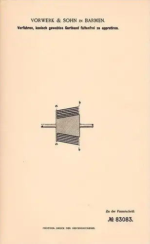 Original Patentschrift - Vorwerk & Sohn in Barmen b. Wuppertal ,1894, gewebtes Gurtband, Teppich , Teppiche , Auslegware