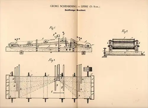 Original Patentschrift - G. Scherbening in Lipine / Lipiny O.-S., 1888, Waschherd , Herd , Erz , &#346;wi&#281;toch lowi