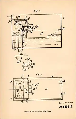 Original Patentschrift - V. Fischer in Letky b. Libschitz , 1905, Spülapparat mit Schwimmer , Sanitär , Libcice , Moldau