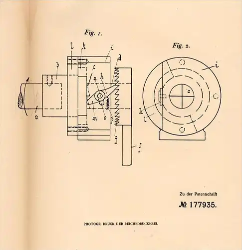 Original Patentschrift - Jean Schaefer in Sindlingen , 1905 , Anlaßkurbel für Kraftmaschinen , Motoren , Frankfurt !!!