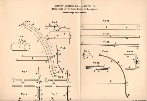 Original Patentschrift - R. A. Day in Ellerslie , 1894 , Schmutzfänger für Fahrrad , bicycle !!!