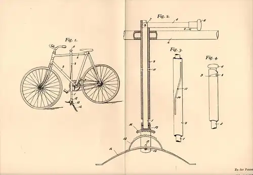 Original Patentschrift - A. Monotti in Livorno , 1906 , Supporto per la bicicletta , bicycle !!!