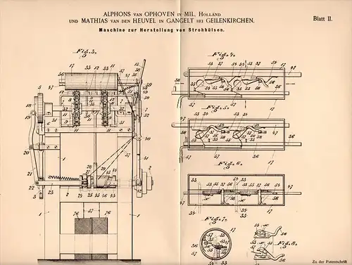 Original Patentschrift -M. van den Heuvel in Gangelt b. Geilenkirchen ,1900, Maschine für Stroh , Landwirtschaft , Agrar