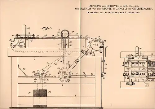 Original Patentschrift -M. van den Heuvel in Gangelt b. Geilenkirchen ,1900, Maschine für Stroh , Landwirtschaft , Agrar