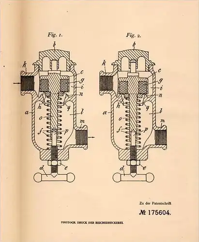 Original Patentschrift - G. Schwald in Todtnau i.B., 1905 , Dampfableiter für Dampfmaschine , Lörrach !!!
