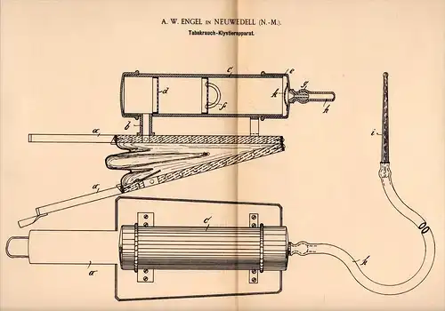 Original Patentschrift - A. Engel in Neuwedell / Drawno ,1894, Tabak - Rauchapparat , Heilmittel für Tiere , Tierarzt !!