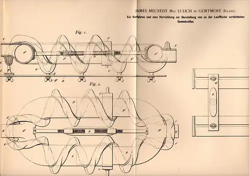 Original Patentschrift - J. Lulich in Gortmore , 1898 , production of compacted tire , Ireland , Swanlinbar !!