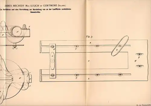Original Patentschrift - J. Lulich in Gortmore , 1898 , production of compacted tire , Ireland , Swanlinbar !!