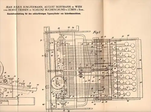 Original Patentschrift -J. Jungfermann und H. Thiesen in Schloss Buchengrund b. Lüben / Lubin , 1902 , Schreibmaschine !