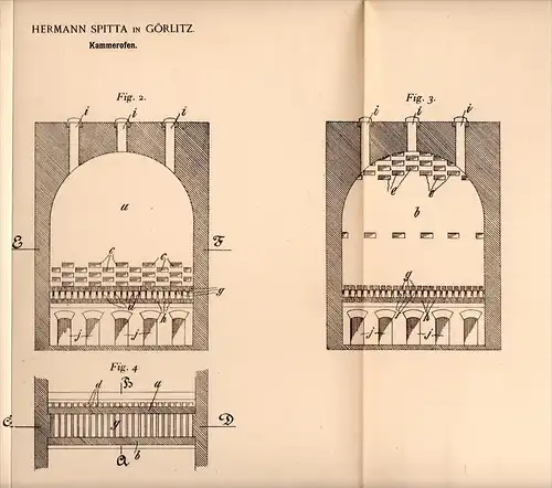 Original Patentschrift - H. Spitta in Görlitz , 1903 , Kammerofen , Ofen für Ziegelei , Ziegel , Brennofen !!!