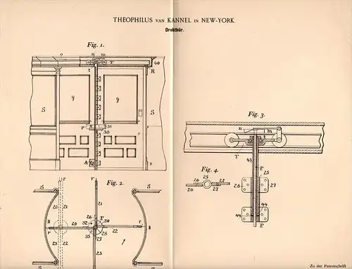 Original Patentschrift - Th. van Kannel in New York , 1897 , revolving door , Drehtür !!!