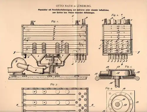 Original Patentschrift - Otto Nath in Lüneburg , 1899 , Plansichter zum Sichten und Putzen , Holz !!!