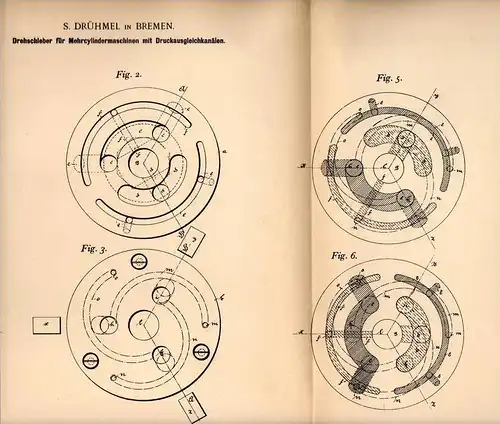 Original Patentschrift - S. Drühmel in Bremen , 1898 , Drehschieber für Mehrcylindermaschinen !!!