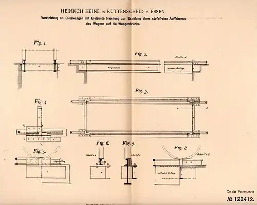 Original Patentschrift - H. Heine in Rüttenscheid b. Essen , 1900 , Apparat für Gleiswaagen , Waage , Eisenbahn , Gleis