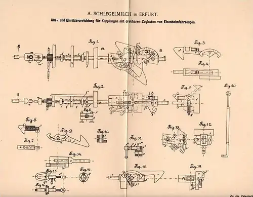 Original Patentschrift - A. Schlegelmilch in Erfurt , 1900 , Kupplung für Eisenbahn !!!