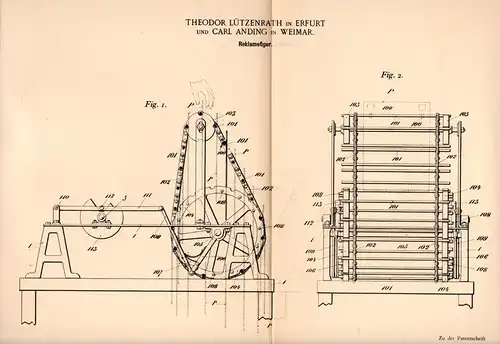 Original Patentschrift -T. Lützenrath und C. Anding in Erfurt und Weimar ,1899, Reklame - Figur , Werbung , Schaufenster