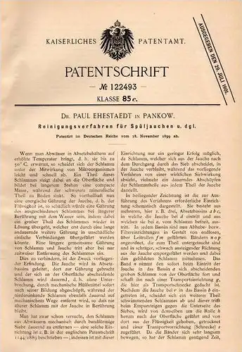 Original Patentschrift - Dr. P. Ehestaedt in Pankow - Berlin , 1899 , Reinigung von Jauche , Abwasser , Stadtwerke !!!