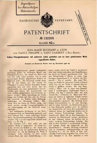 Original Patentschrift - R. Philippe und J. Duchamp in Saint Rambert , 1900, l´Île-Barbe , fesses - Débitmètre liquide !