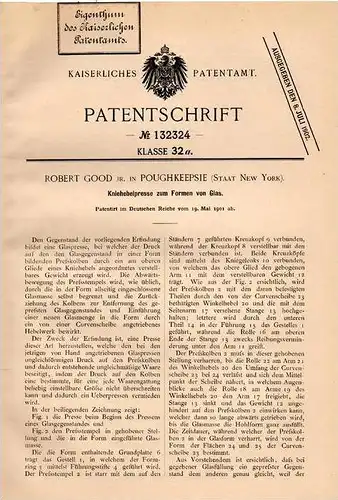 Original Patentschrift - R. Good in Poughkeepsie , New York , 1901 , lever press for glass !!!