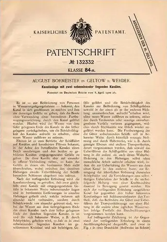 Original Patentschrift - A. Bormeister in Geltow b. Werder , 1900 , Wasserrutsche , Vergnügungspark , Schwielowsee !!!