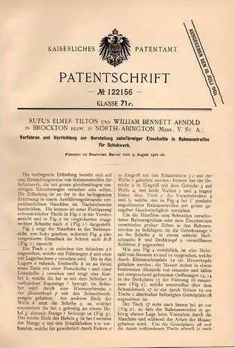 Original Patentschrift - R. Tilton and W. Arnold in North Abington , 1900 , manufacture of footwear , shoes , shoe !!!