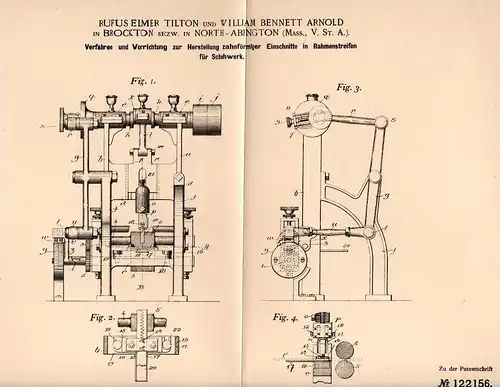 Original Patentschrift - R. Tilton and W. Arnold in North Abington , 1900 , manufacture of footwear , shoes , shoe !!!