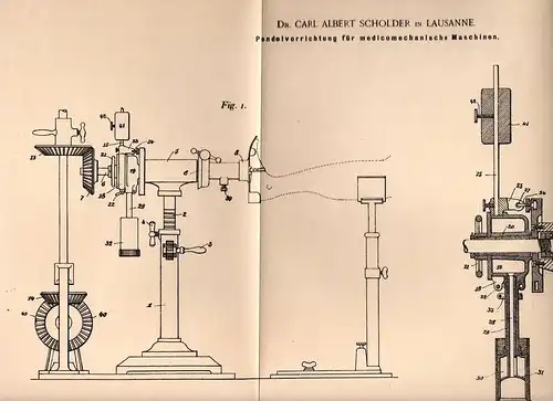 Original Patentschrift - Dr. C.A. Scholder in Lausanne , 1900 , Apparat für Arzt , Therapie , Therapeut !!!