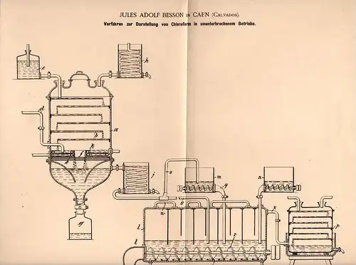 Original Patentschrift - J. Besson in Caen , Calvados , 1900 , Darstellung von Chloroform , Chimie , Chemie !!!