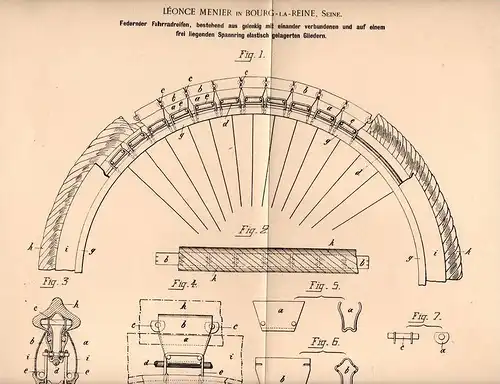 Original Patentschrift - L. Menier in Bourg la Reine , Seine , 1901 , pneumatiques élastiques pour vélo !!!