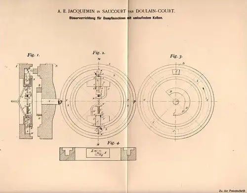 Original Patentschrift - A. Jacquemin in Saucourt par Doulaincourt , 1899 , contrôle pour machines à vapeur !!!