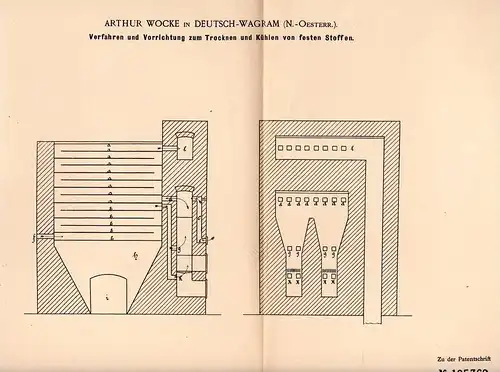 Original Patentschrift - A. Wocke in Deutsch-Wagram , 1900 , Trocken- und Kühlvorrichtung für Stoffe , Gänserndorf !!!