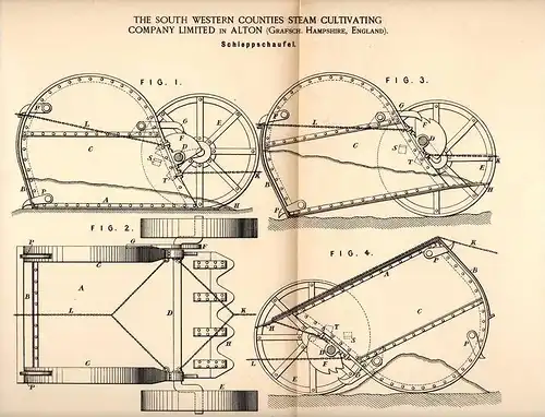Original Patentschrift - Steam Cultivating Ltd. in Alton , Hampshire , 1891 , shovel for road , bridges , railway !!!