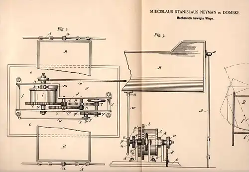 Original Patentschrift - M. Neyman in Dombke / Dabki b. Wyrzysk , 1891 , Wiege ,  Schaukel , Kinderbett , Wirsitz !!!