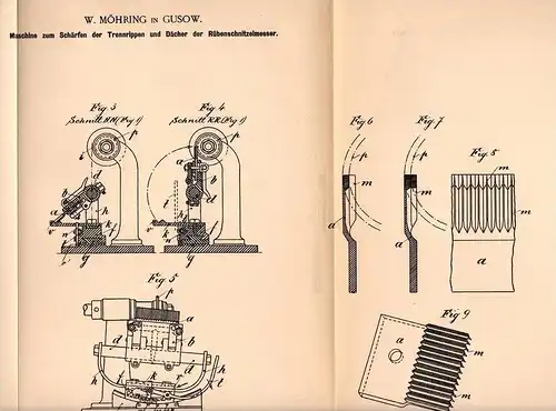 Original Patentschrift - W. Möhring in Gusow b. Neuhardenberg , 1900, Rüben - Schnitzelmesser , Landwirtschaft , Agrar !