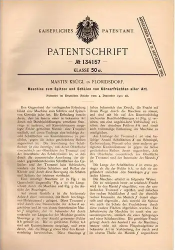 Original Patentschrift - M. Krügl in Floridsdorf - Wien , 1901 , Maschine für Körnerfrucht , Früchte , Getreide !!!
