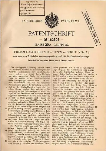 Original Patentschrift - W. Felkner in Town of Sebree , Kentucky , 1905 , Stufen für Eisenbahn , Train !!!