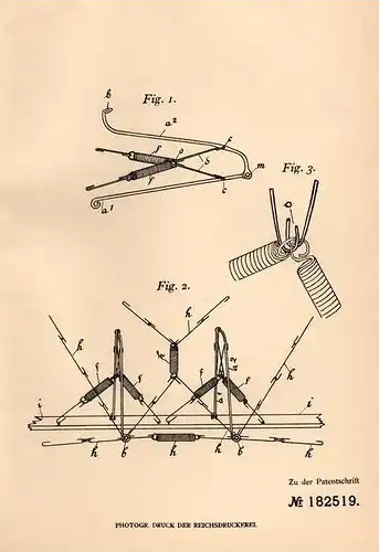 Original Patentschrift - H. Geisemeier in Dissen b. Hannover , 1906 , Polsterung für Möbel und Matratzen !!!