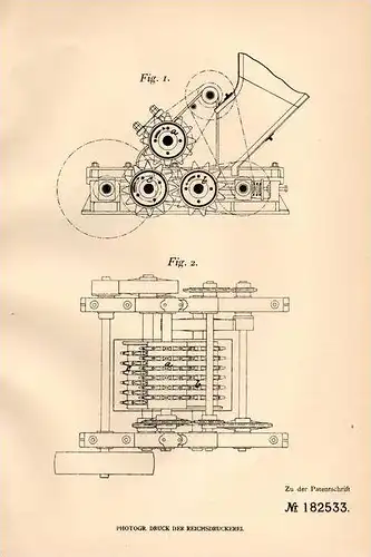 Original Patentschrift - E. Uhlich in Bernsdorf , Oberlausitz , 1906 , Kohlenholz - Zerkleinerungsmaschine !!!