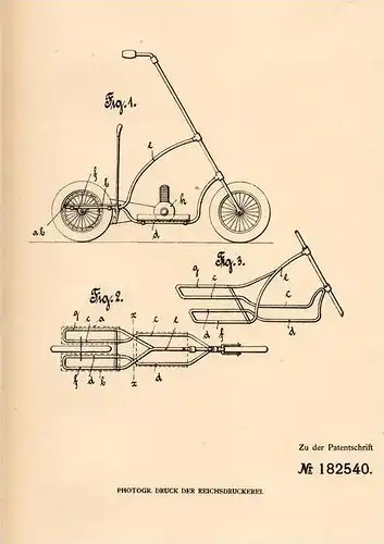 Original Patentschrift - Rahmen für Motorfahrrad , Motorrad , 1906 ,O. Heinrichs und J. Weber in Berlin , Stehmotorrad !