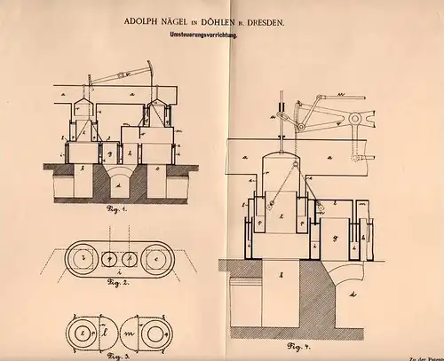 Original Patentschrift - A. Nägel in Döhlen b. Dresden , 1902 , Umsteuerungsapparat , Steuerung !!!