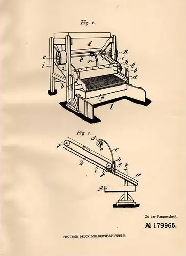 Original Patentschrift - C. Tölke in Quedlinburg , 1906, Auslese- und Reinigungsmaschine für Rübensamen , Landwirtschaft