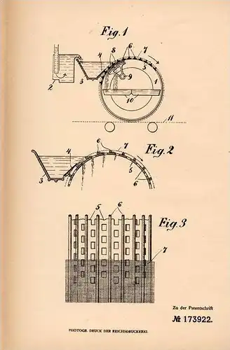 Original Patentschrift - R. Wendel in Mölndal , Schweden , 1905 Zylinder für Papiermaschine , Papier , Pappe !!!