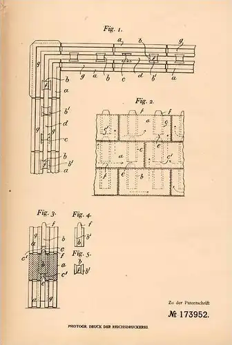 Original Patentschrift - J. Stidder in Brockley , London ,1904 , Hohlwand aus Platten , architecture !!!